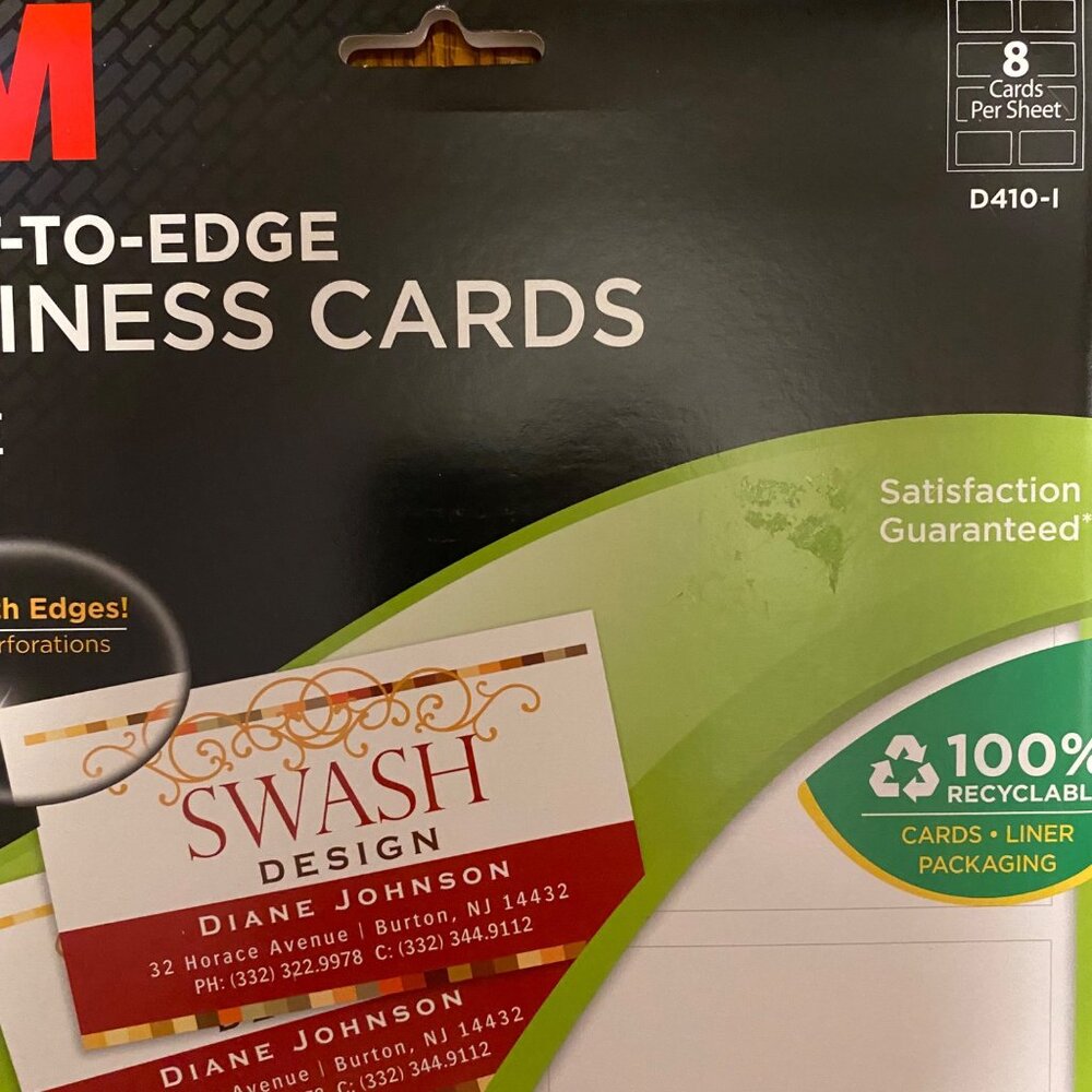 4 X 3M Print-To-Edge White Business Cards Smooth Edges Inkjet 160 Cards D410-I - Picture 5 of 11